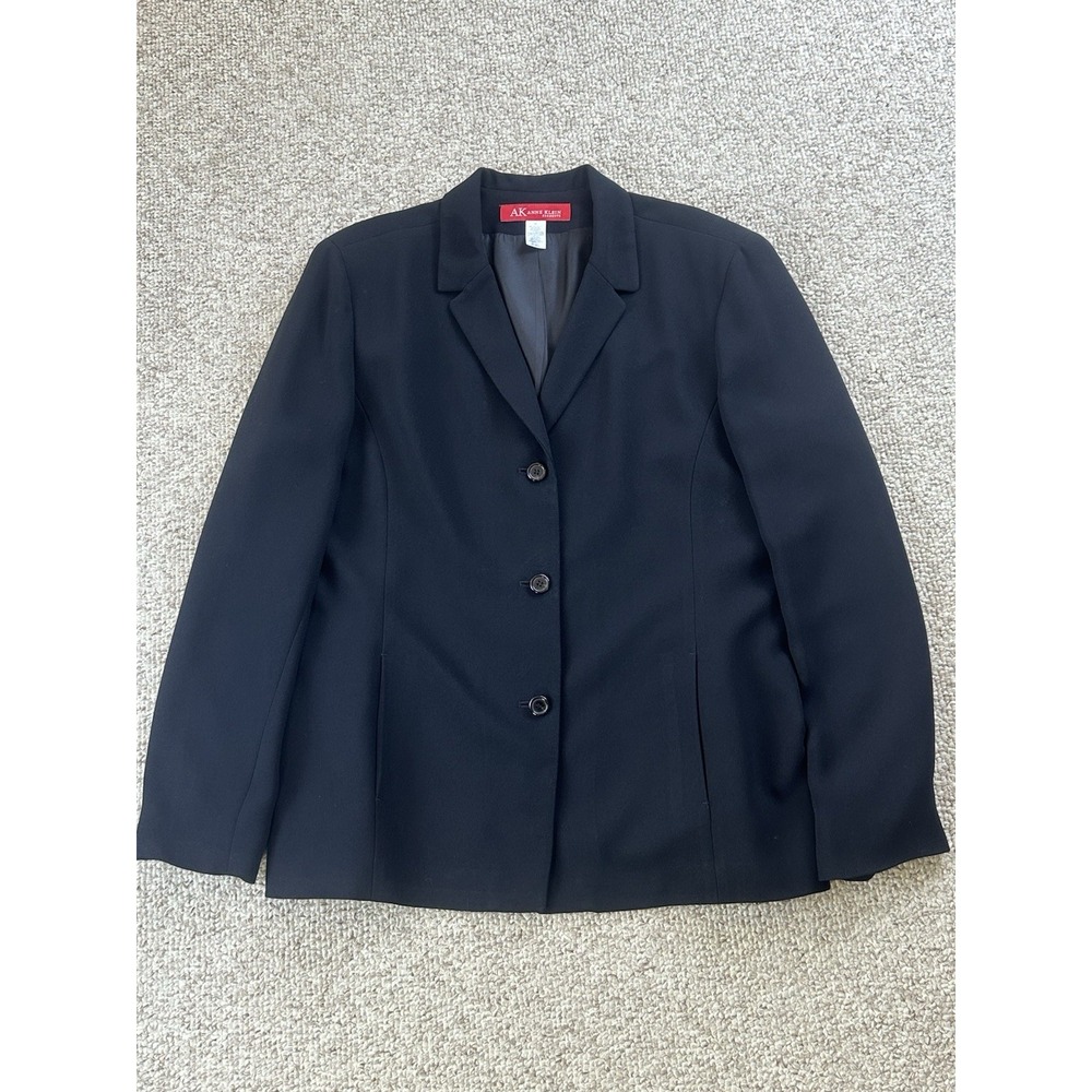 Anne Klein Elements Women's Blazer(16) Pants(14) Black Business Office Pant Suit